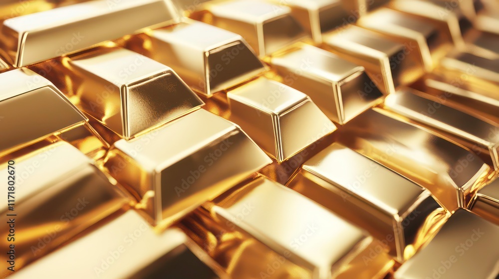Close-up of stacked shiny gold bars. Close-up of stacked shiny gold bars.