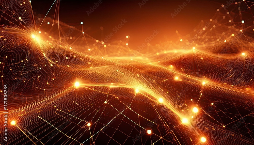 Obraz premium abstract orange digital network global connectivity technology background