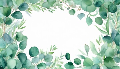 eucalyptus watercolor border frame