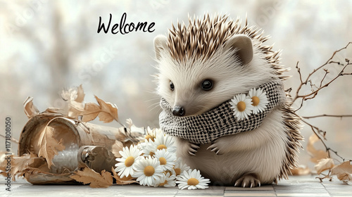 cute hedgehog invites to visit welcome