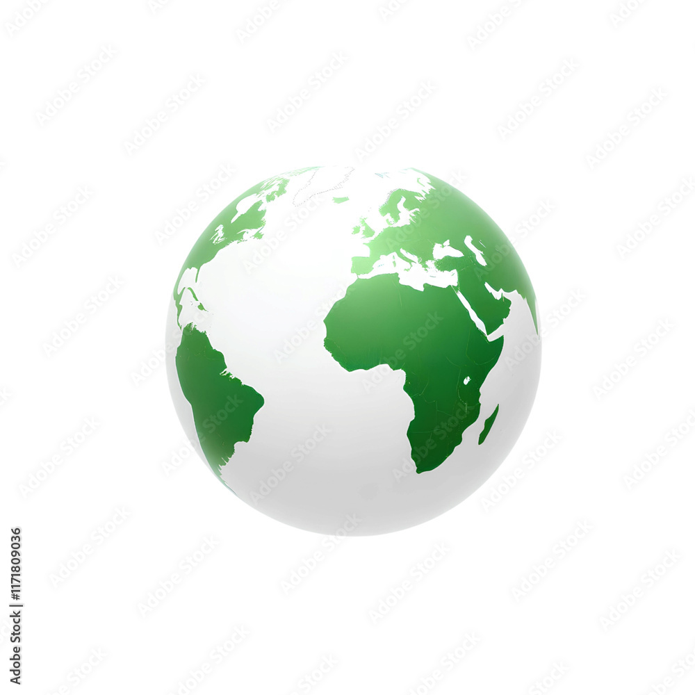 3d earth globe with green continents and white oceans representing eco-consciousness high quality png isolated on transparent background 3d earth globe with green continents and white oceans representing eco-consciousness high quality png isolated on transparent background