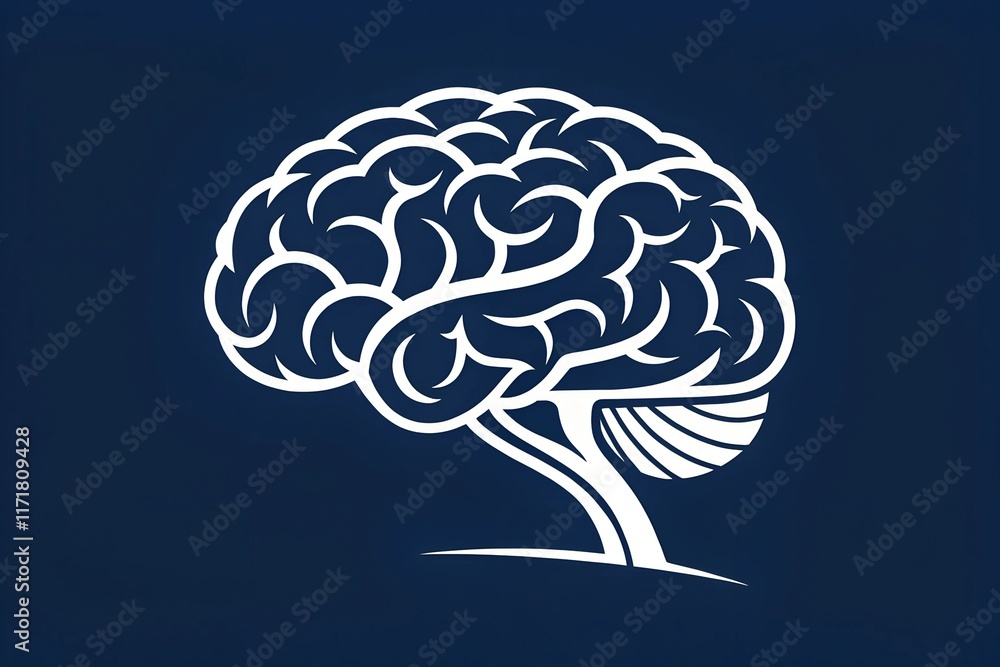 Brain icon, simple silhouette design. Brain icon, simple silhouette design.