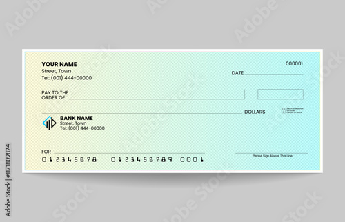 Blank check, bank check, bank cheque design, vector format