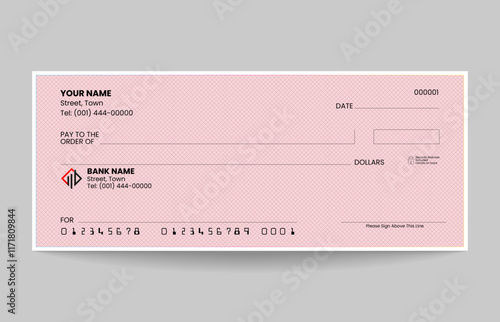 Blank check, bank check, bank cheque design, vector format