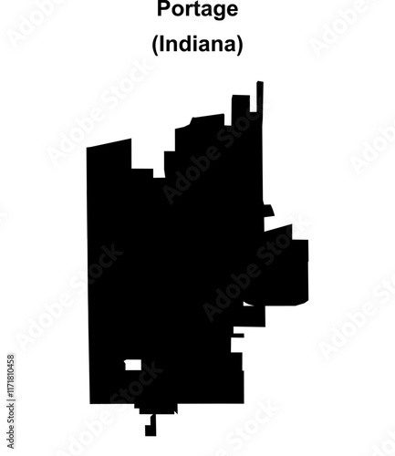 Portage (Indiana) blank outline map