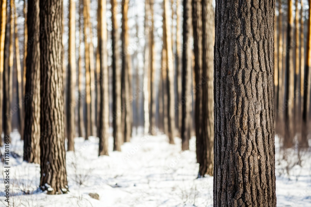 Fototapeta premium Scenic row of trees lining a field under bright sunlight with soft, faded colors in a tranquil setting