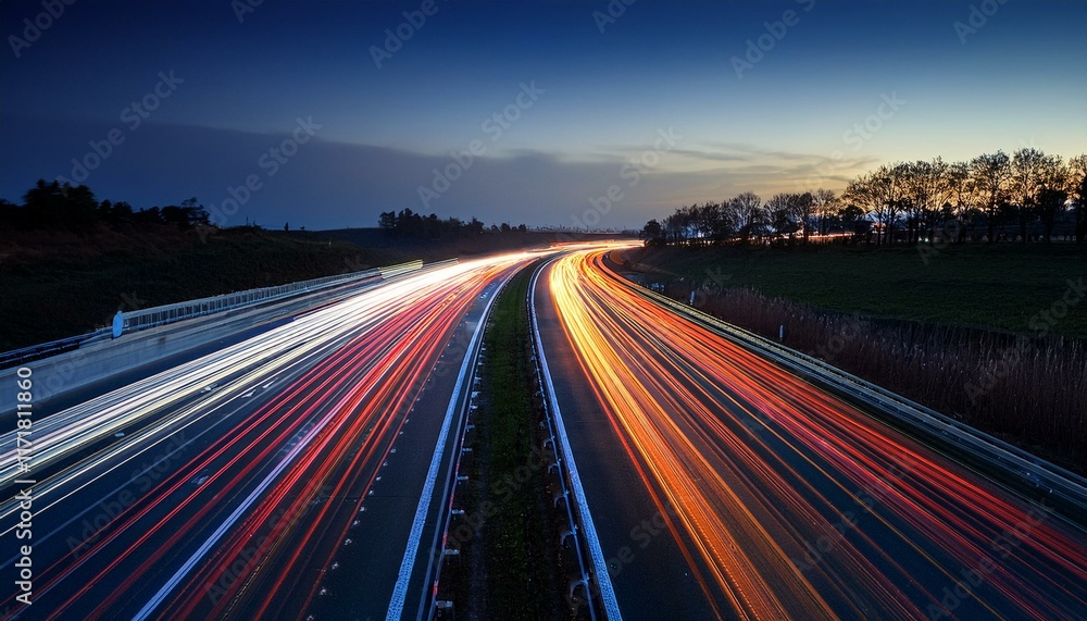 speed traffic light trails on motorway highway at night speed traffic light trails on motorway highway at night