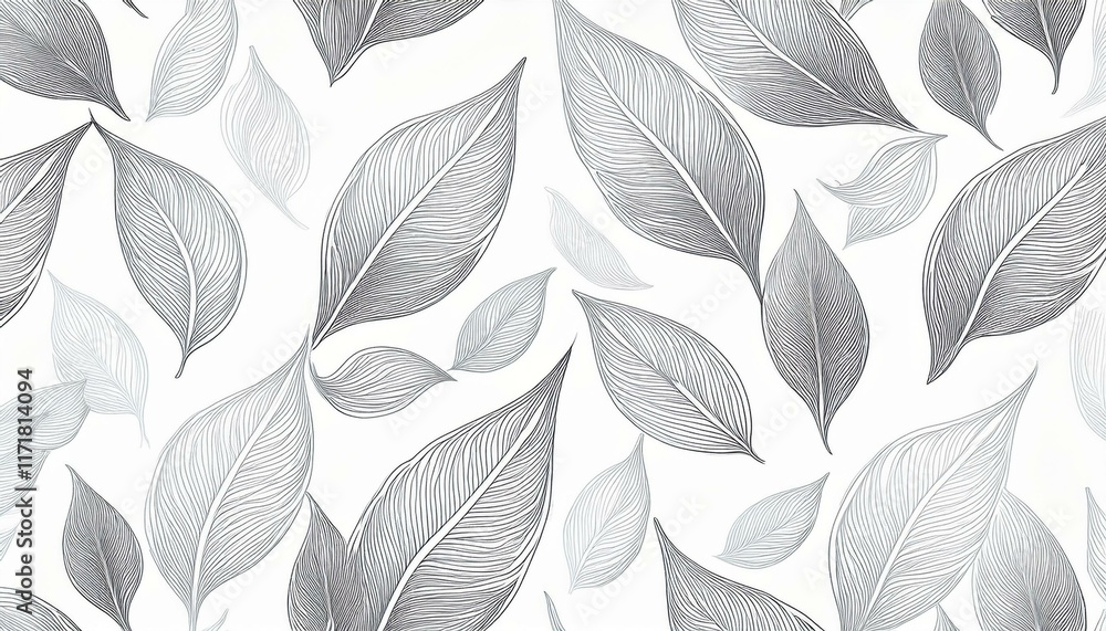 seamless pattern of silver gradient outline leaves on white or white background minimalistic nature inspired design for wallpaper or fabric seamless pattern of silver gradient outline leaves on white or white background minimalistic nature inspired design for wallpaper or fabric