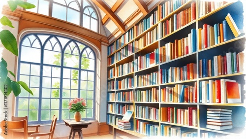 Wallpaper Mural A room filled with lots of books next to a window Torontodigital.ca