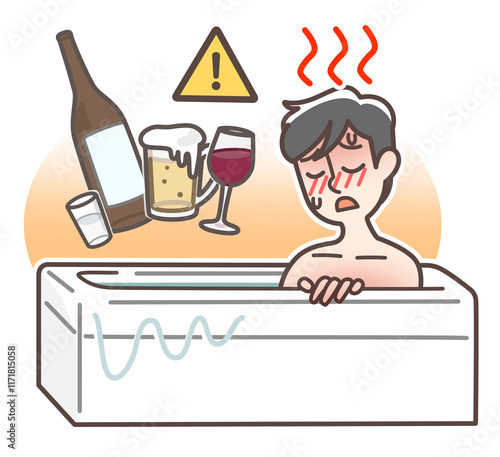 お風呂での事故注意のイラスト