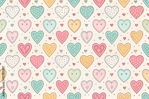Small cute hearts pattern. Seamless design for Valentine’s Day