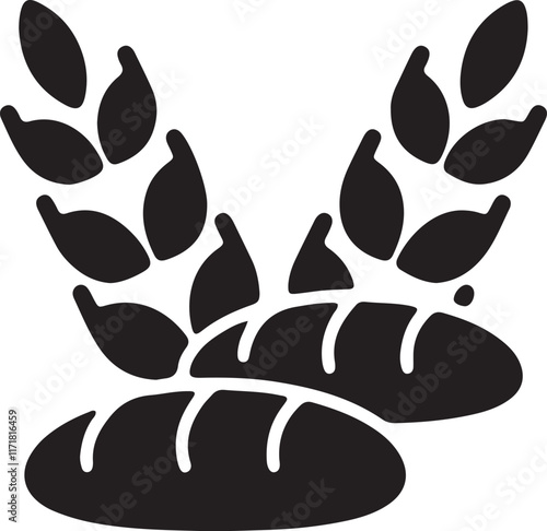 Illustration of wheat, the ingredient for making bread, silhouette style