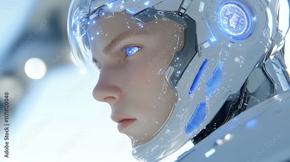 Futuristic AI Humanoid Robot with Sleek Metallic Design and Digital Glow 5 Futuristic AI Humanoid Robot with Sleek Metallic Design and Digital Glow 5