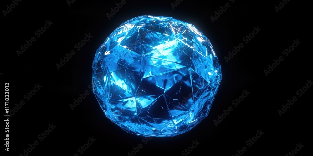 Illuminated Azure Polyhedral Sphere: A Glowing Digital Representation of the Earth in a Matrix Universe Illuminated Azure Polyhedral Sphere: A Glowing Digital Representation of the Earth in a Matrix Universe