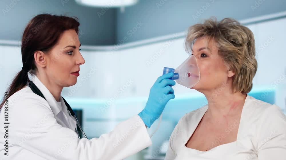 Asthma COPD Breath Nebulizer And Mask Given By Doctor Asthma COPD Breath Nebulizer And Mask Given By Doctor