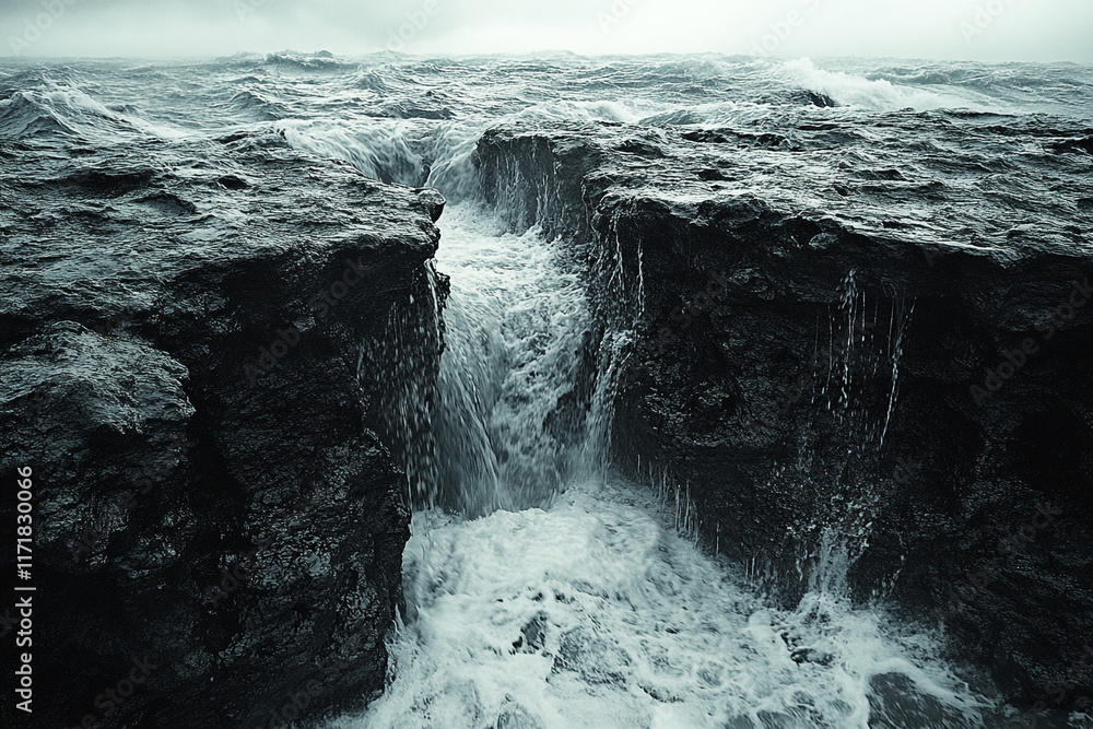 Ocean Waves Crashing Through Rocky Chasm Ocean Waves Crashing Through Rocky Chasm