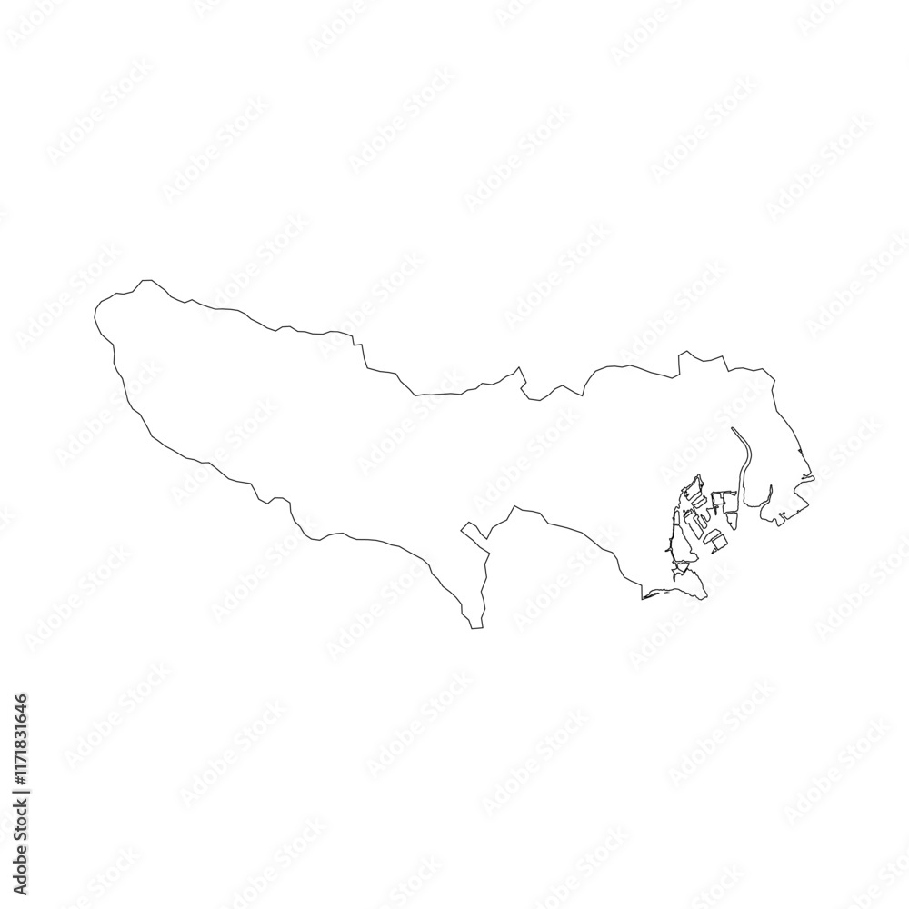 Tokyo prefecture blank outline map Tokyo prefecture blank outline map