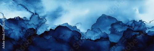 Vivid Deep Blue Canvas. Inspired by Night Sky and Ocean Depths. Watercolor Art with Rich Saturation and Abstract Essence.