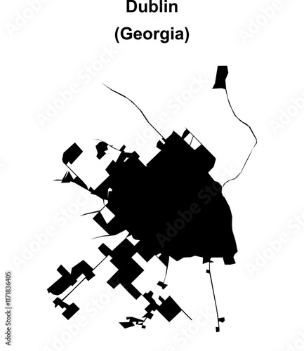 Dublin (Georgia) blank outline map photo