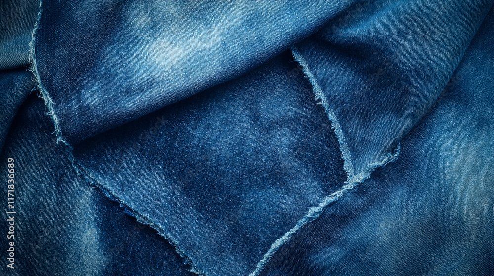 Naklejka premium Textured Indigo Grunge Jeans Fabric background