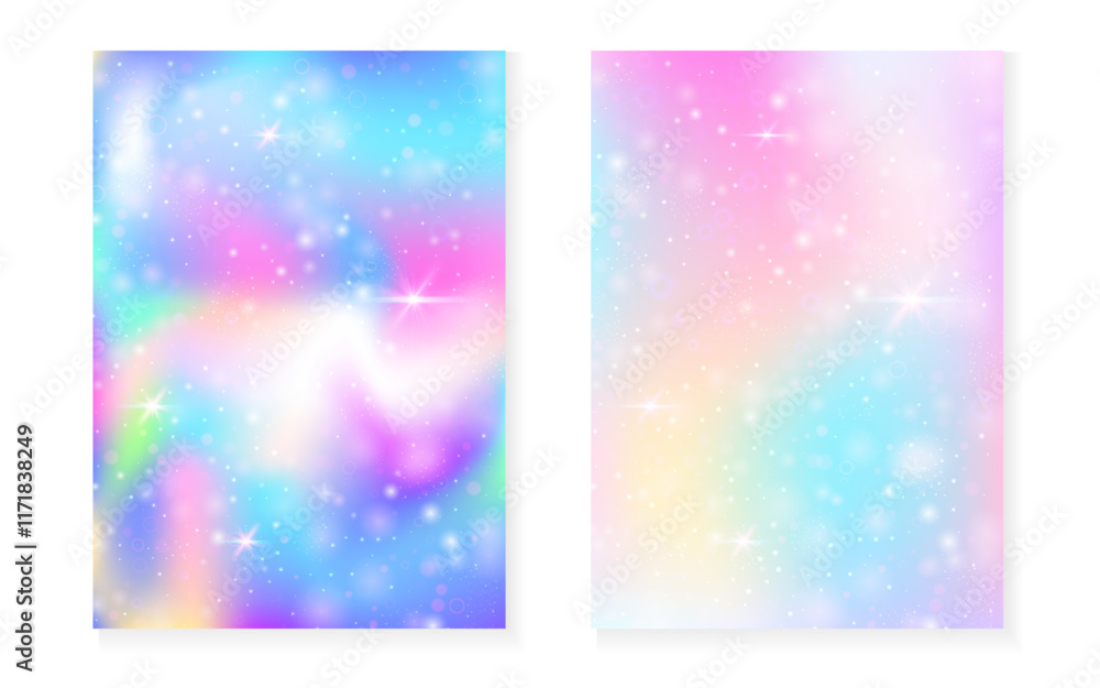 Kawaii background with rainbow princess gradient. Magic unicorn hologram. Kawaii background with rainbow princess gradient. Magic unicorn hologram.