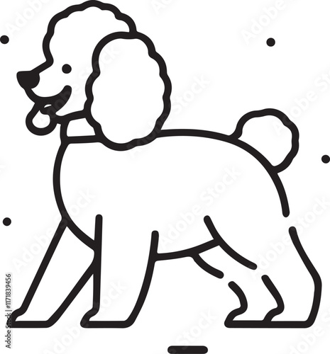 Simplified poodle dog illustration suitable for various design projects.
