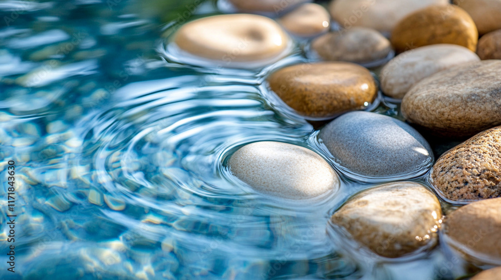 Smooth stones arranged in water creating gentle ripples that radiate outward with a blurred caption space on the side evoking calmness, balance, and tranquility
Smooth stones arranged in water creating gentle ripples that radiate outward with a blurred caption space on the side evoking calmness, balance, and tranquility