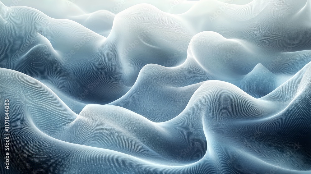 Obraz premium Minimalist Abstract Waves with Futuristic Flow in Light Blue Tones 5