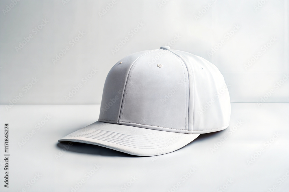 White baseball cap mockup on plain background White baseball cap mockup on plain background