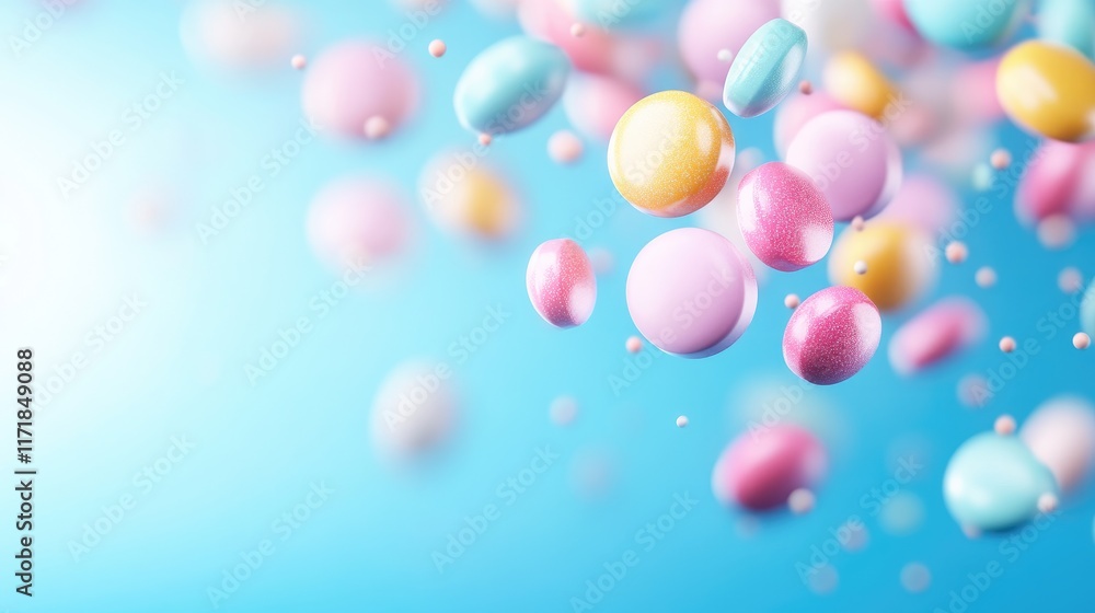 Dynamic Medicine Concept with Pills on Blue Backdrop Dynamic Medicine Concept with Pills on Blue Backdrop