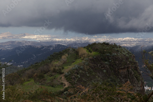 Gran Canaria, view towards Las Palmas in the distance, route from Cruz de Tejeda in Las Cumbres, The Summits, to historical town Teror photo