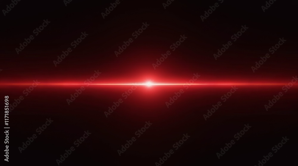 Red laser beam light line on a black background, an abstract glowing effect with a red flare and lens flares in a flat design style. Red laser beam light line on a black background, an abstract glowing effect with a red flare and lens flares in a flat design style.