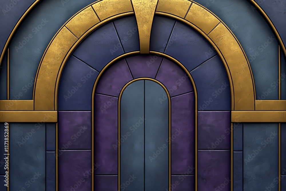 Fototapeta premium Abstract Archway Design With Gold And Purple Accents