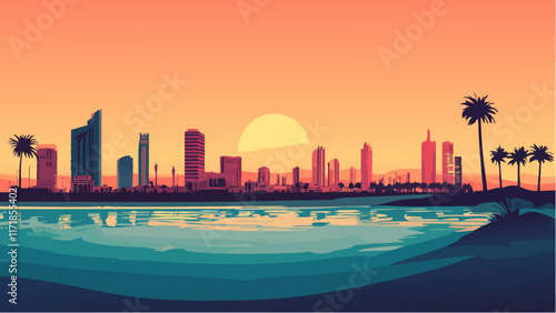 Jeddah's Historic Skyline Under the Setting Sun