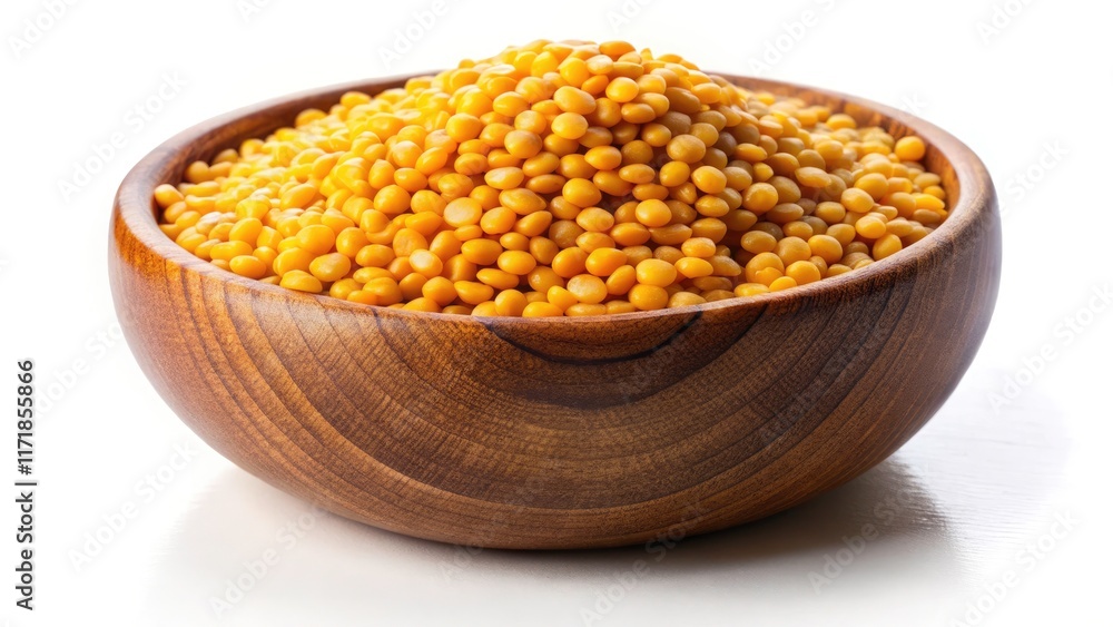 Golden yellow lentils nestled in a bowl; a pristine, high-resolution aerial food photograph. Golden yellow lentils nestled in a bowl; a pristine, high-resolution aerial food photograph.