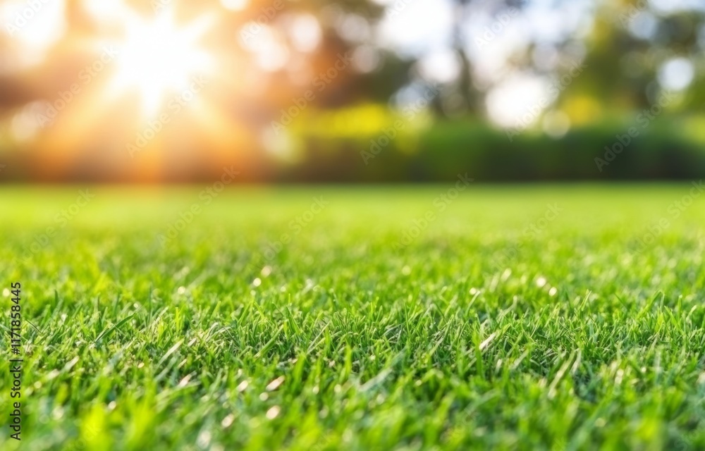 Bokeh effect with defocused garden trees on a sunny day