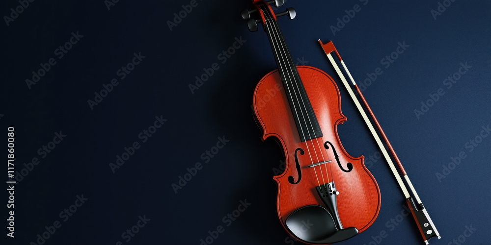 Fototapeta premium A violin is shown on a blue background