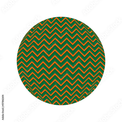 Esfera vectorial con colores vibrantes y lineas zigzag 3D, perfecta para diseños modernos y creativos