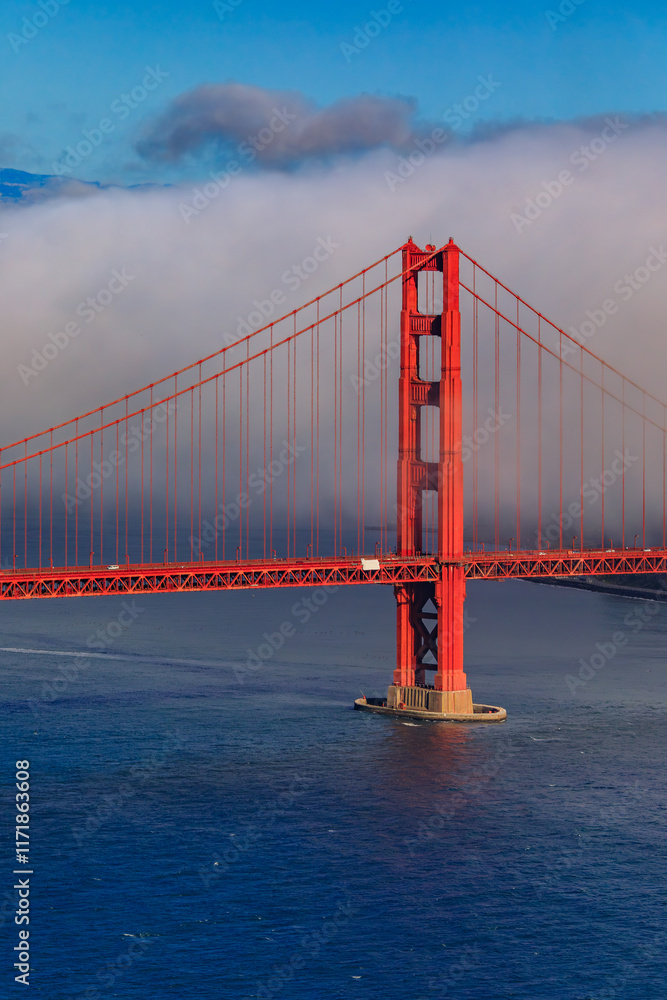 View of the Golden Gate bridge and San Francisco skyline View of the Golden Gate bridge and San Francisco skyline