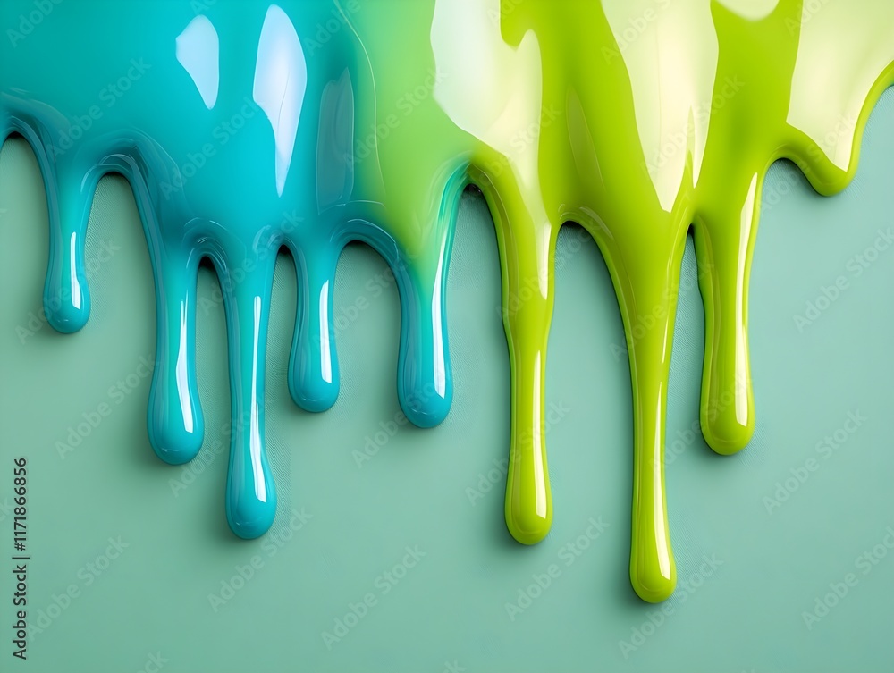 Dripping liquid green and blue on a solid background Dripping liquid green and blue on a solid background