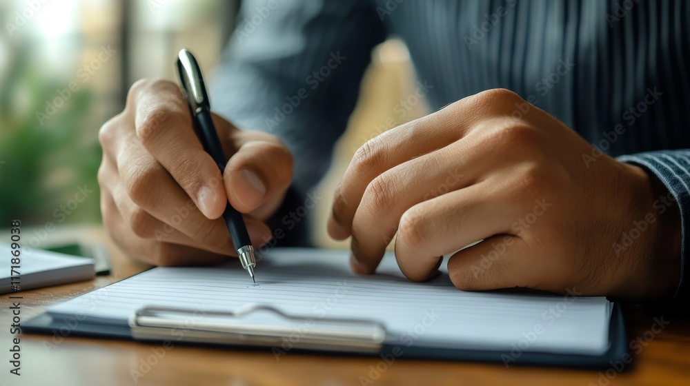 man working and writing