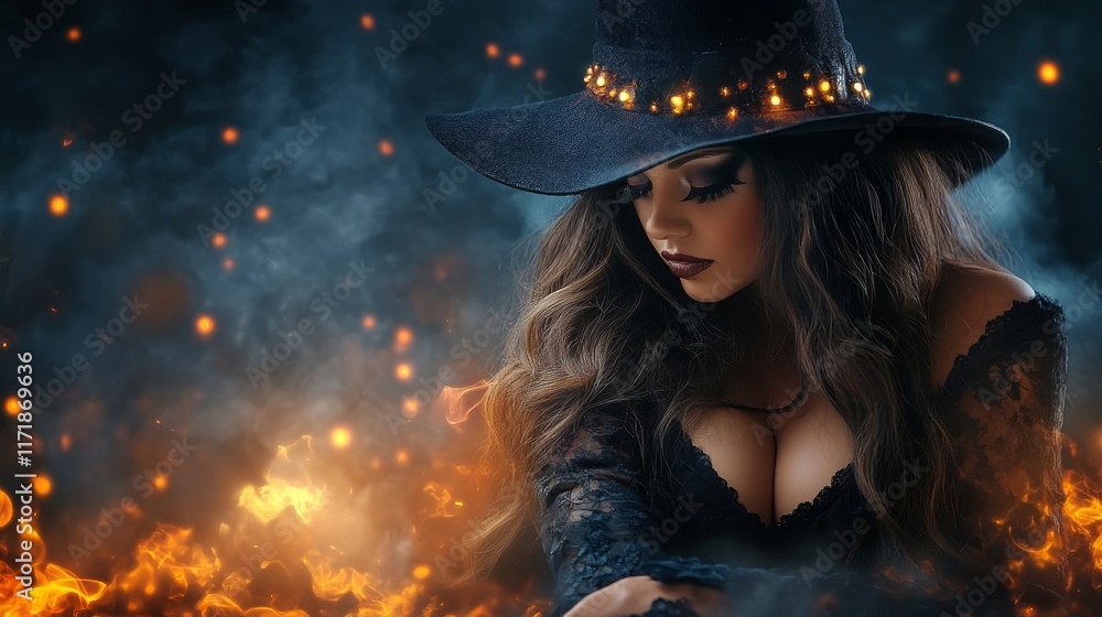 halloween witch with a black hat halloween witch with a black hat
