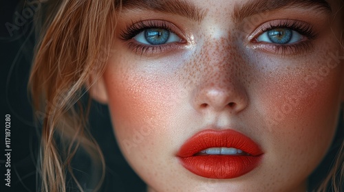 Wallpaper Mural portrait of a young woman with plump red lips Torontodigital.ca