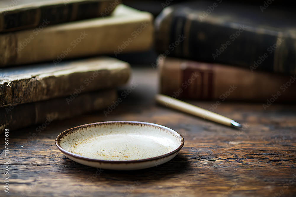 Empty plate on a wooden table Empty plate on a wooden table