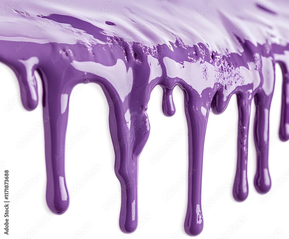 Purple dripping liquid on white background Purple dripping liquid on white background