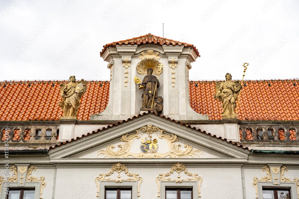 Statues above the entrance of Strahov monastery (in Czech Statues above the entrance of Strahov monastery (in Czech