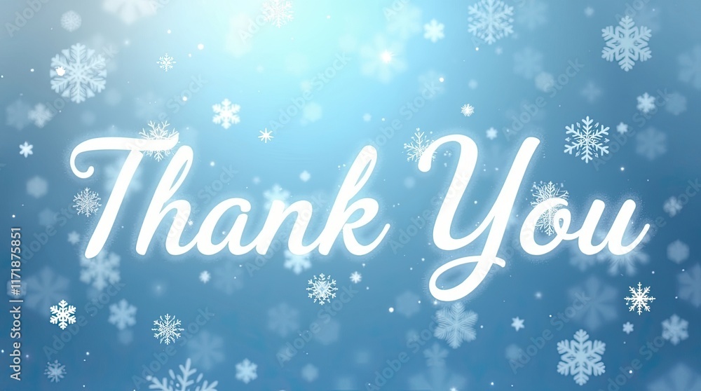 A heartfelt thank you message is displayed against a serene winter backdrop filled with softly falling snowflakes, perfect for expressing gratitude during the season A heartfelt thank you message is displayed against a serene winter backdrop filled with softly falling snowflakes, perfect for expressing gratitude during the season