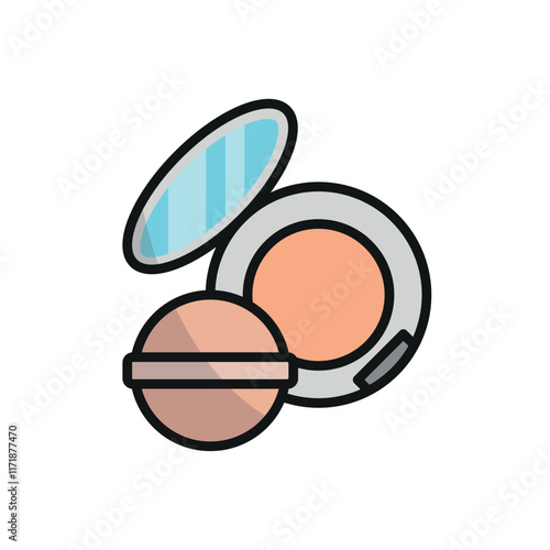 Powder puff beauty make up icon vector