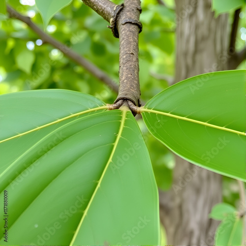 Short shoot of a shagbark hickory, Carya ovata