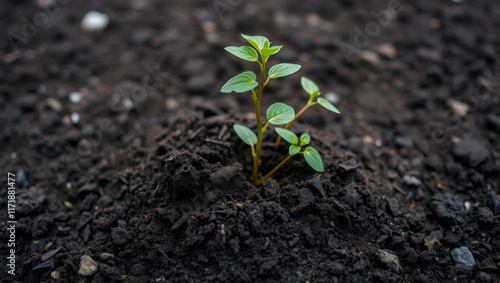 Earthwarm in a heap of soil photo